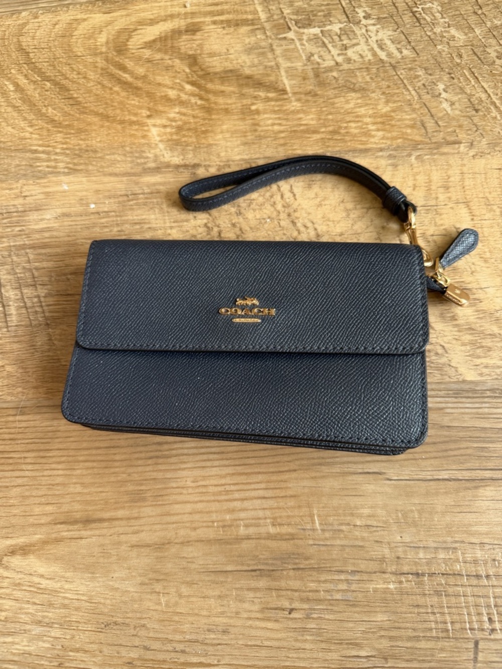 Coach Foldover Wristlet in Midnight Blue